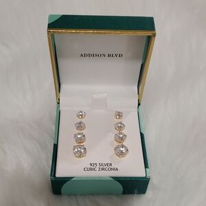 Addison Blvd 925 Silver Cubic Zirconia Earrings Set Of 4 New In Box